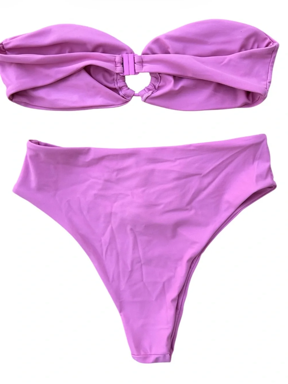 AURELLE Women’s Orchid Pink O-Ring Strapless Two-Piece Bikini Set Size M